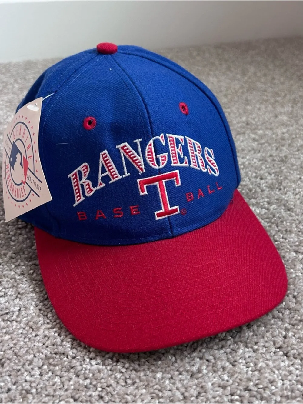 Vtg Texas Rangers Snapback Hat MLB Signatures Sportswear Blue Red NEW WITH TAGS